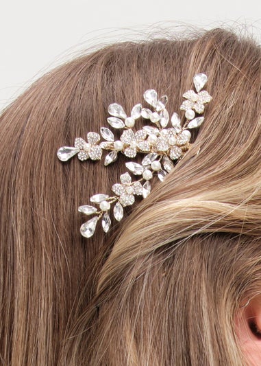 Jon Richard Silver Plated Pearl & Leaf Hair Comb