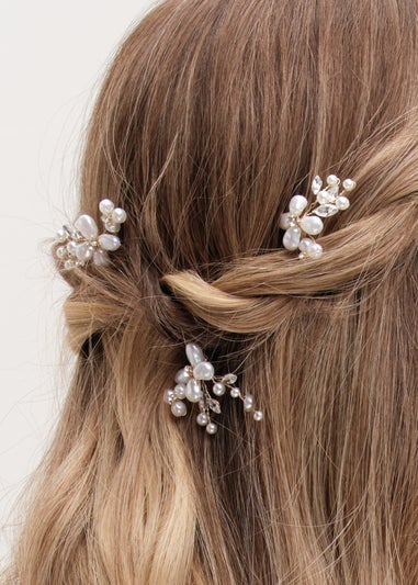Jon Richard Gold Plated Mother Of Pearl Floral Hair Pins