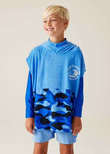 Regatta Elysium Blue Camo Kids Towel II Robe (3- 13 Yrs)