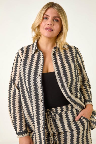 Roman Black Curve Zig Zag Woven Shirt