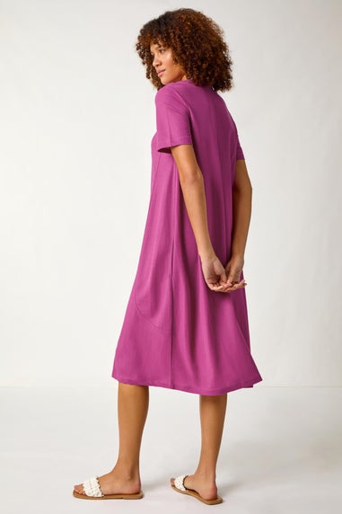 Roman Fuchsia Plain Stretch T Shirt Dress