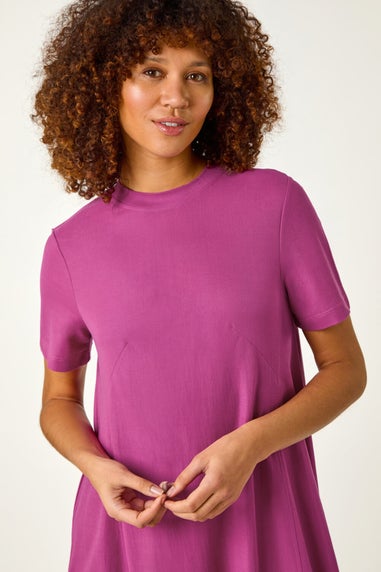 Roman Fuchsia Plain Stretch T Shirt Dress