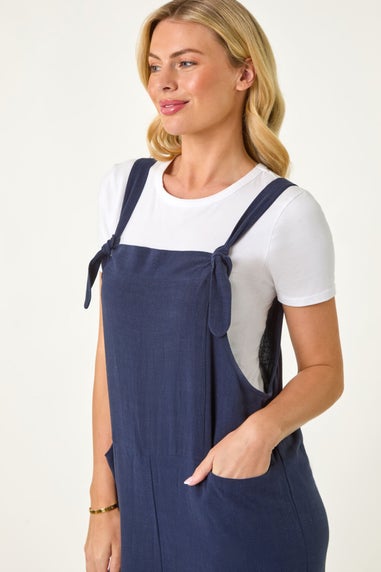 Roman Navy Petite Strap Woven Jumpsuit