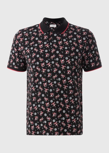Black Christmas Disco Santa Polo Shirt