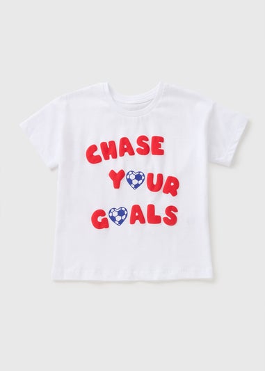 Girls White Chase Your Goals T-Shirt (1-7yrs)