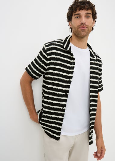Black Mono Striped Jersey Shirt