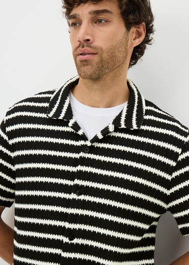 Black Mono Striped Jersey Shirt