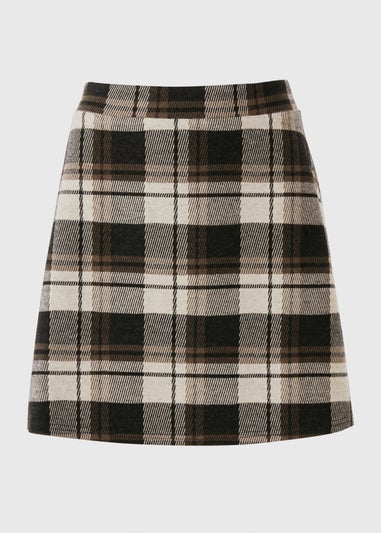 Black Check Flare Mini Skirt