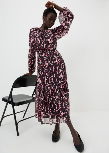Pink Animal Print Midaxi Dress