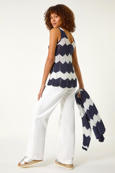 Roman Navy Chevron Stripe Knitted Vest