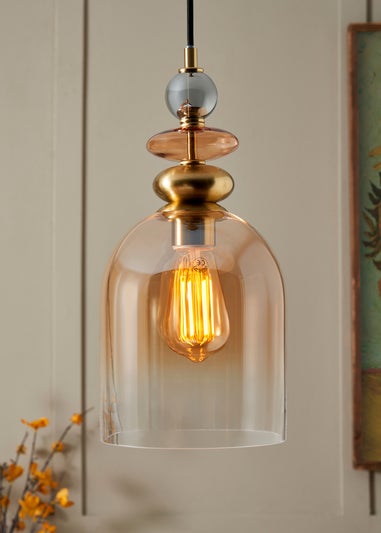 BHS Lighting Teyana Brass Glass 1 Light Cascade (50-130cm x 18cm)