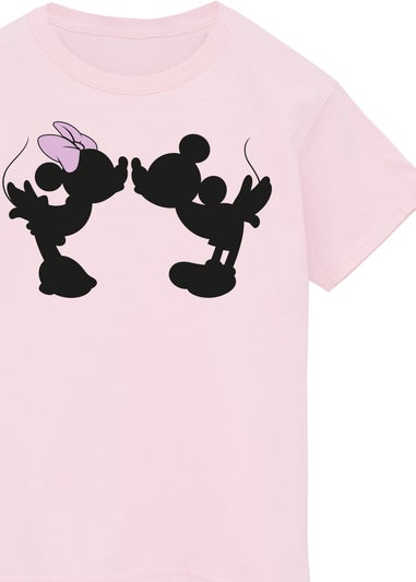 Disney Mickey Mouse Minnie Kiss Silhouette Girls Pink Graphic T-Shirt (3-13 Years)