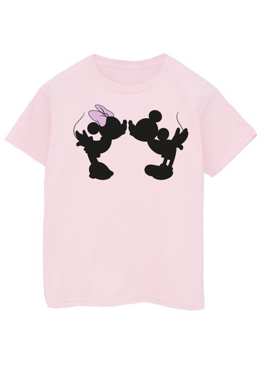Disney Mickey Mouse Minnie Kiss Silhouette Girls Pink Graphic T-Shirt (3-13 Years)