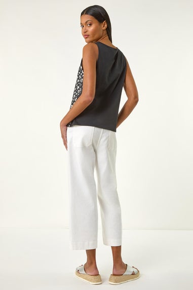 Roman Black Foil Leopard Print Vest