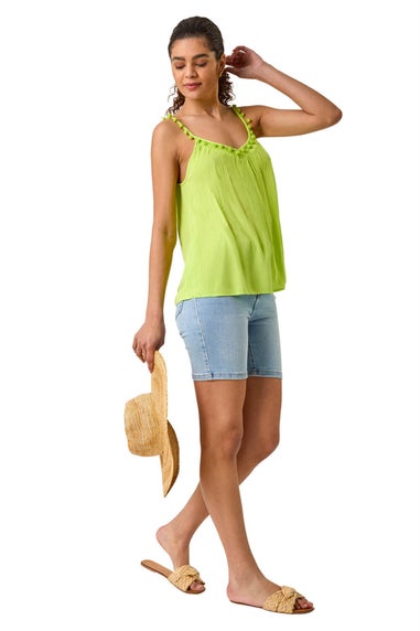 Roman Lime Pom Pom Cami Top