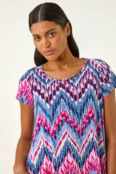 Roman Blue Abstract Chevron Tunic Top