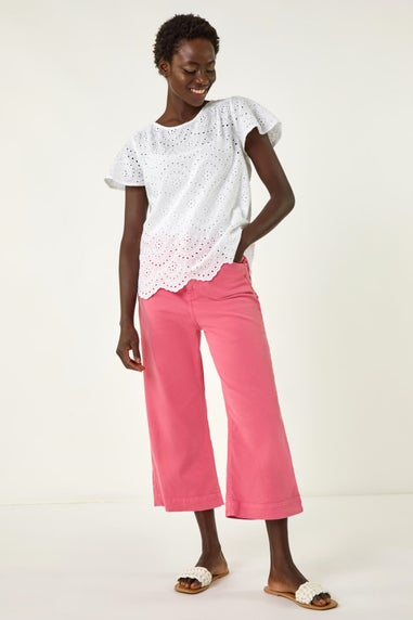 Roman Ivory Broderie Short Sleeve Top