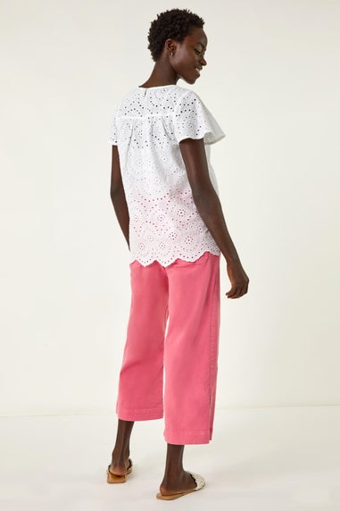 Roman Ivory Broderie Short Sleeve Top