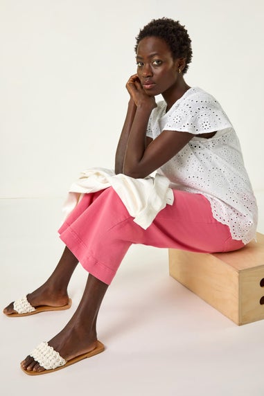 Roman Ivory Broderie Short Sleeve Top