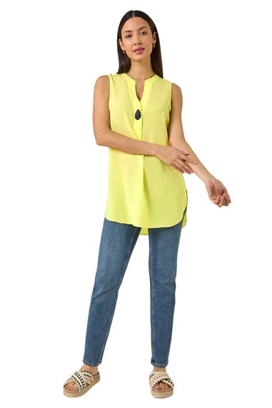 Roman Lemon Longline Buttoned Vest Top