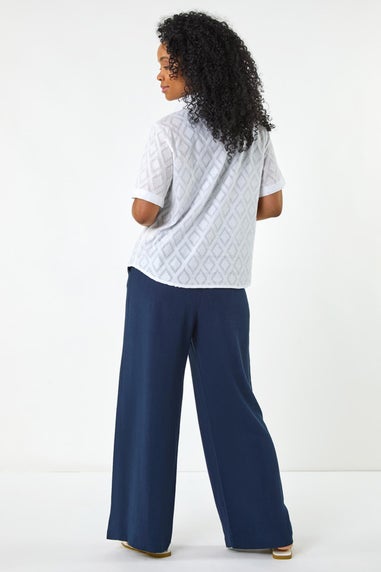 Roman White Petite Jacquard One Pocket Shirt