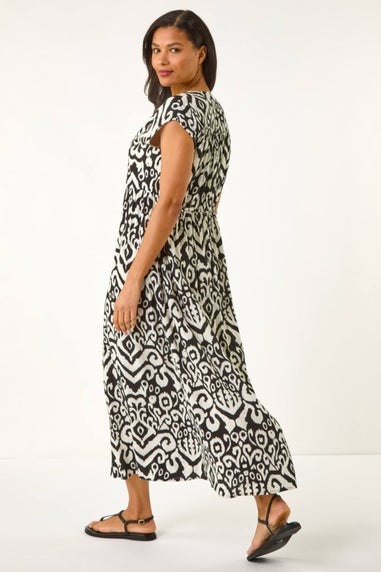 Roman Black Aztec Print Midi Smock Dress