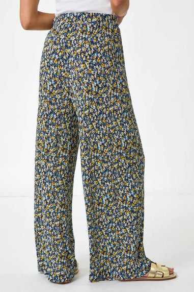 Roman Black Petite Ditsy Crinkle Trouser