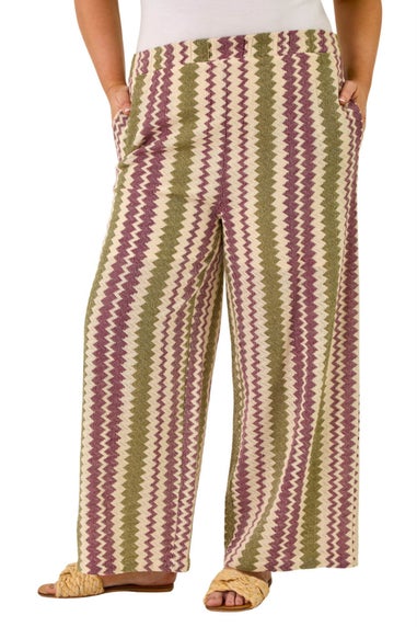 Roman Purple Curve Zig Zag Crochet Wide Leg Trouser
