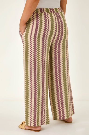 Roman Purple Curve Zig Zag Crochet Wide Leg Trouser