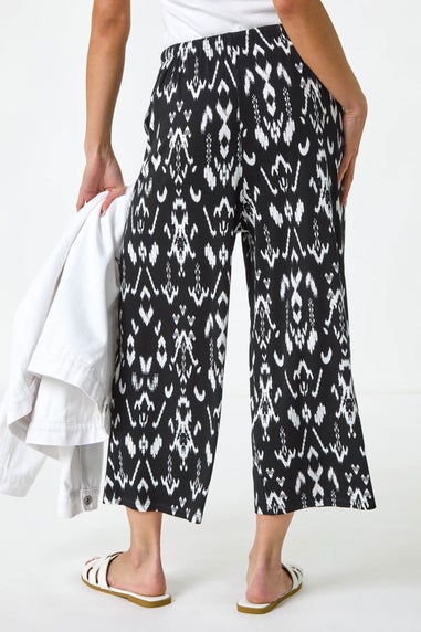 Roman Black Petite Aztec Print Stretch Trouser