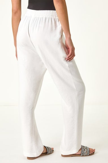 Roman White Petite Textured Pocket Trouser