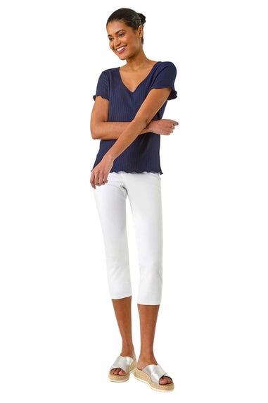 Roman Navy Textured Lettuce Edge Top