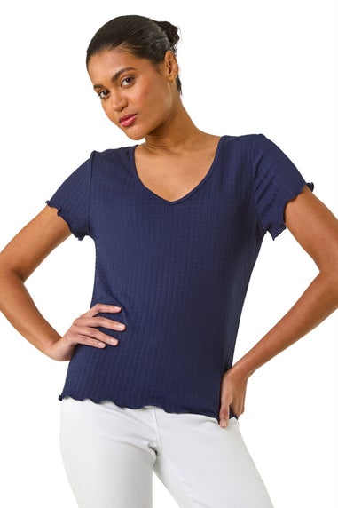 Roman Navy Textured Lettuce Edge Top