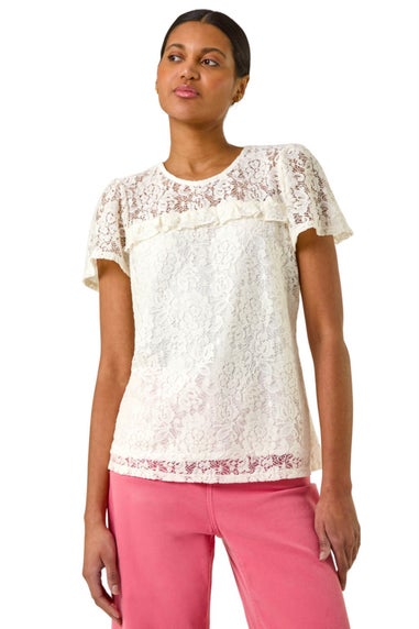 Roman Ivory Lace Frill Top