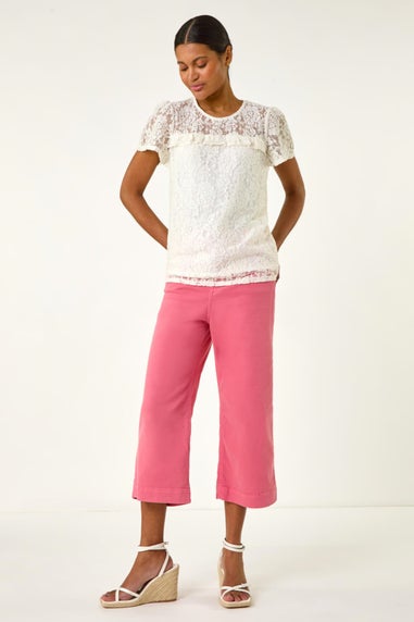 Roman Ivory Lace Frill Top