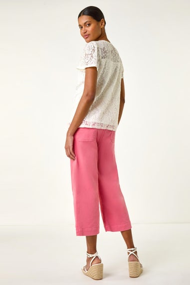 Roman Ivory Lace Frill Top
