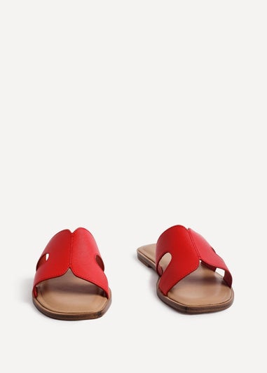 Linzi Petra Red Faux Leather Link Design Flat Sandal