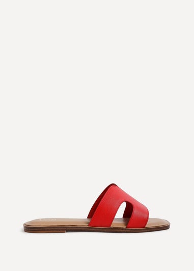 Linzi Petra Red Faux Leather Link Design Flat Sandal