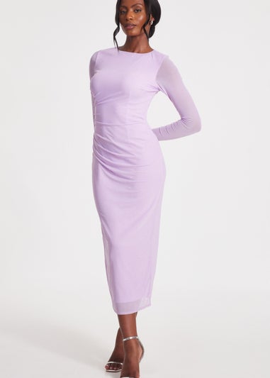 Quiz Lilac Mesh Diamante Midaxi Dress