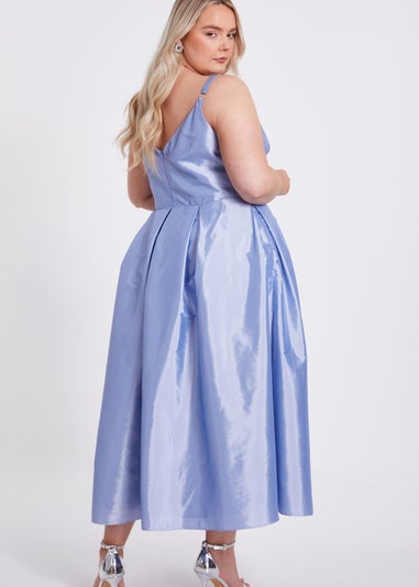 Quiz Blue Curve Taffeta Midi Dress