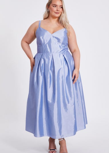 Quiz Blue Curve Taffeta Midi Dress