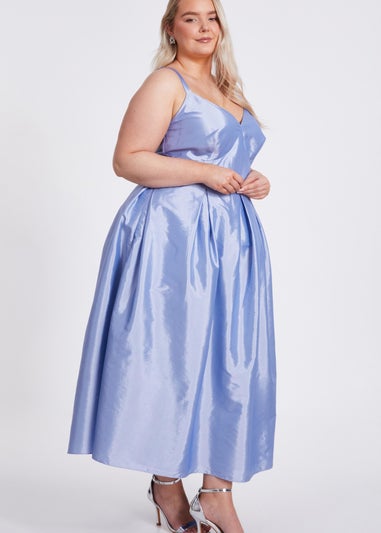 Quiz Blue Curve Taffeta Midi Dress