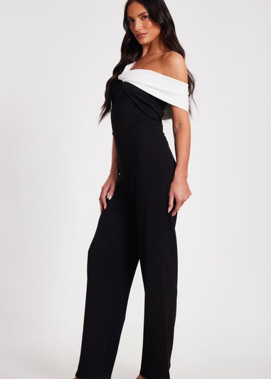 Quiz Black Contrast Bardot Jumpsuit