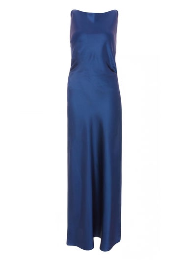 Quiz Navy Satin Ruched Midaxi Dress