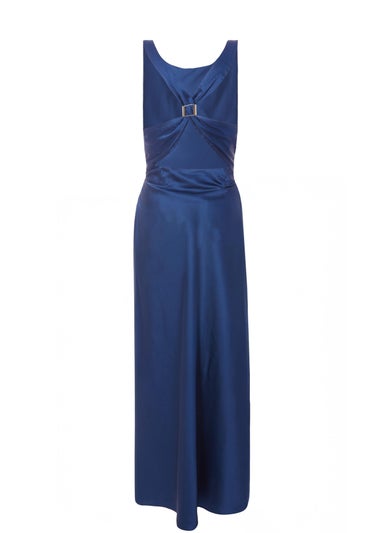 Quiz Navy Satin Ruched Midaxi Dress