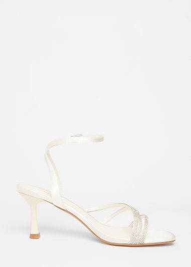 Quiz White Embellished Heels
