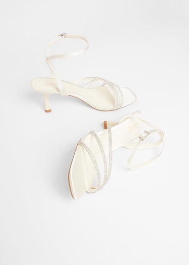 Quiz White Embellished Heels