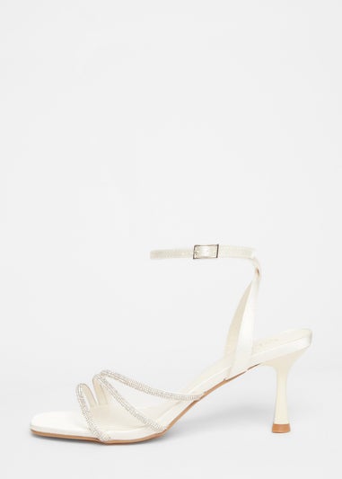 Quiz White Embellished Heels