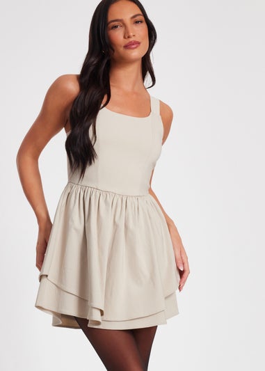 Quiz Stone Double Layered Skater Dress