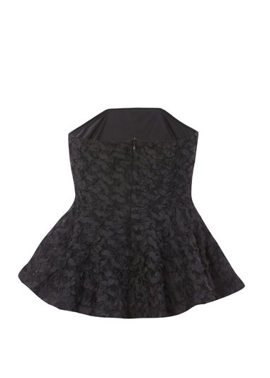 Quiz Black Floral Textured Peplum Top